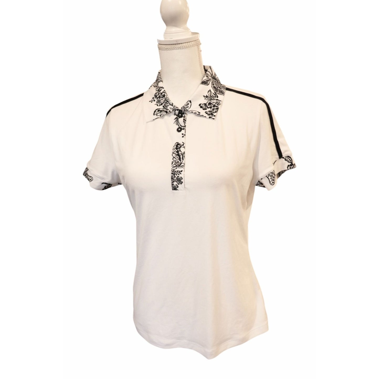 Johnny Was Bee Active Short Sleeve Polo Shirt, Small NWT