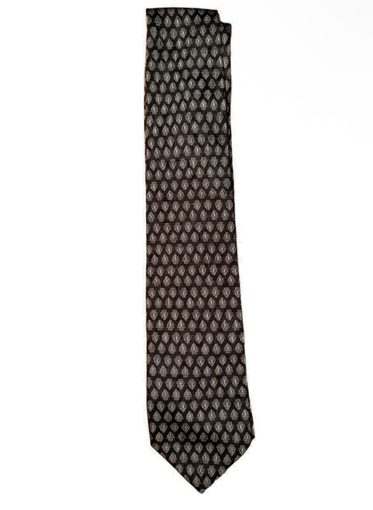 Gucci Mens Black White Knight Silk Necktie