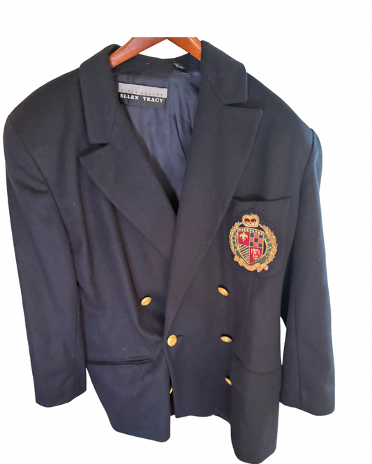 Vintage Ellen Tracy Linda Allard 100% Wool Navy Jacket, Size 12