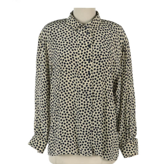 Vintage Burberry Polka Dot Blouse – Ivory & Navy – Size 6