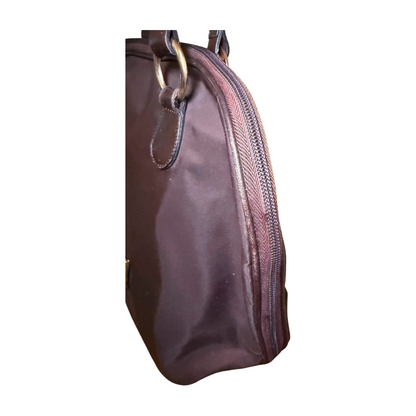 Vintage 90s Moschino by Redwall Shoulder Bag, Brown Nylon & Leather Trim