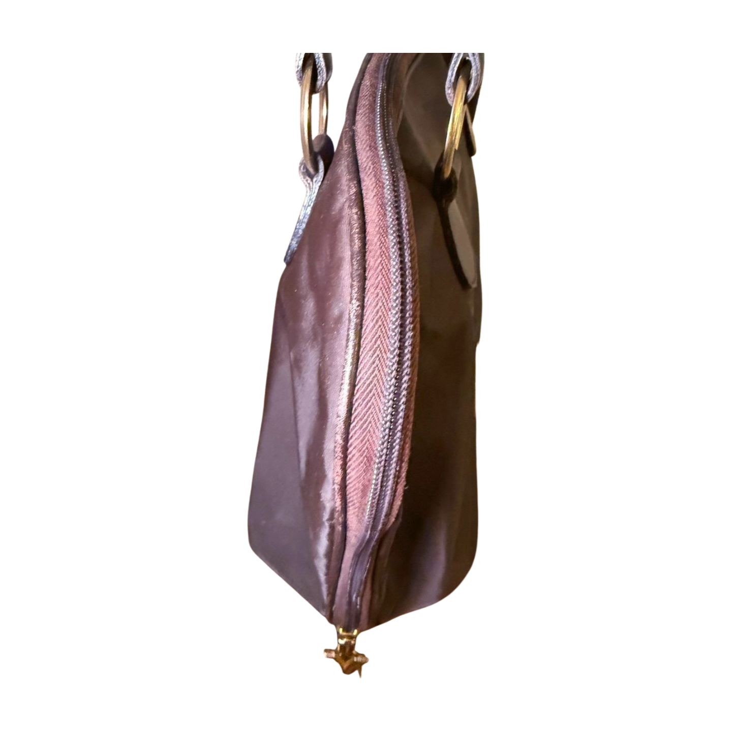 Vintage 90s Moschino by Redwall Shoulder Bag, Brown Nylon & Leather Trim