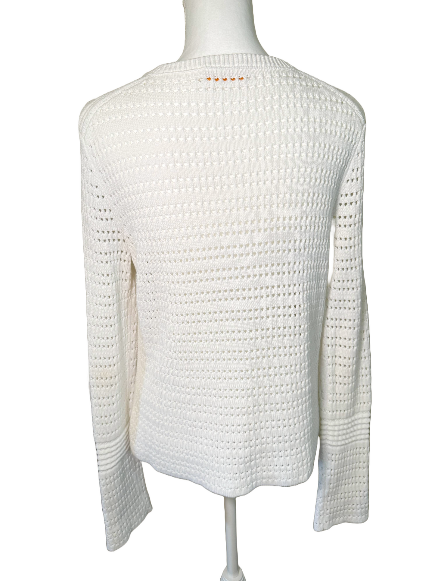 Tory Burch White Cotton Open Knit Sweater – Size Small