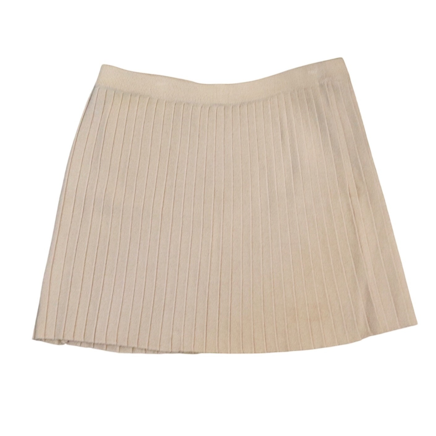 St. John Collection Beige Knit Pleated Mini Skirt, Size 6