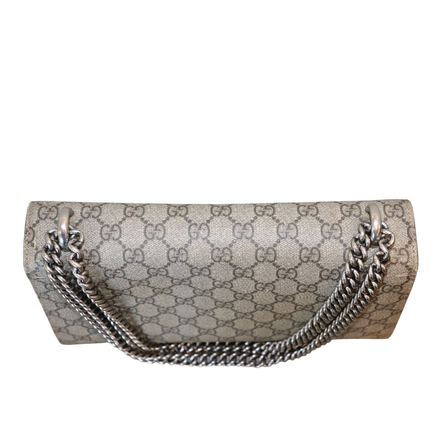 Gucci Dionysus GG Supreme Canvas Shoulder Bag With Red Suede Trim & Silver-Tone Chain Strap Includes Box & Dust Bag