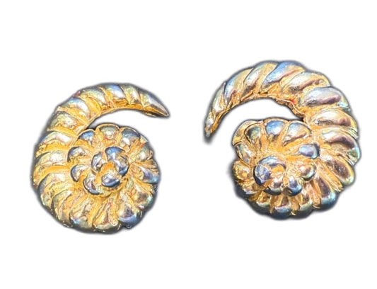 Rare Vintage Kenneth Jay Lane Nautilus Clip-On Earrings