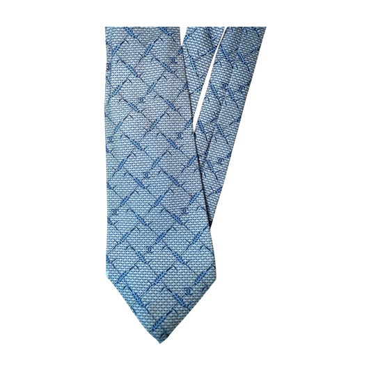 Chanel Paris Blue Silk Geometric CC Logo Tie