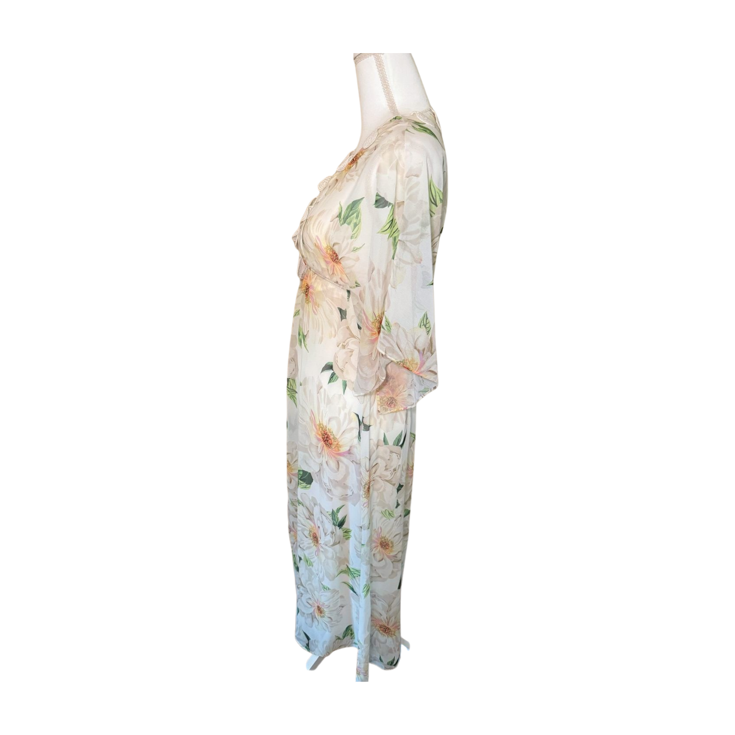 Farm Rio Dahlia Floral Crochet Trim Maxi Dress, Size XS