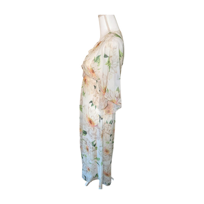 Farm Rio Dahlia Floral Crochet Trim Maxi Dress, Size XS