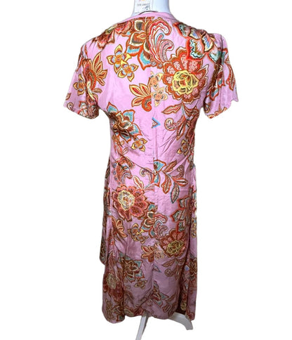 New Johnny Was Dress, Size XS Pink Multi Floral Handkerchief Silk, Cotton Slip