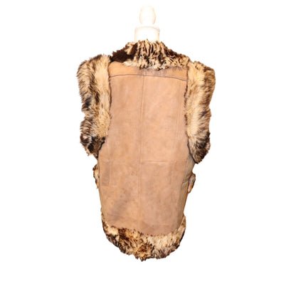 Afghan Suede Shearling Vest with Fur Trim, Large NWOT