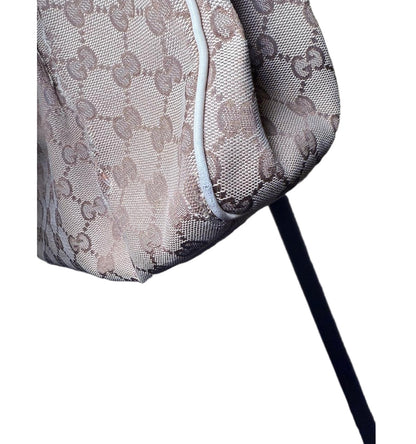 Gucci Shoulder Bag Womens Beige White Abbey Pleated GG Monogram