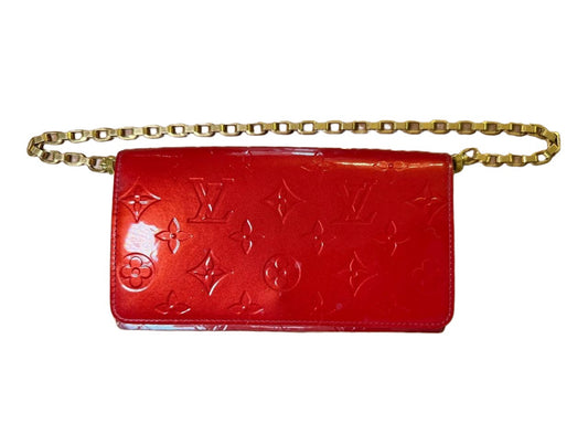 Louis Vuitton Red Monogram Vernis Wallet On Chain