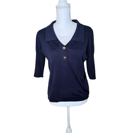 Chanel Polo Shirt, Women’s FR 42 (US 8–10), Navy Blue