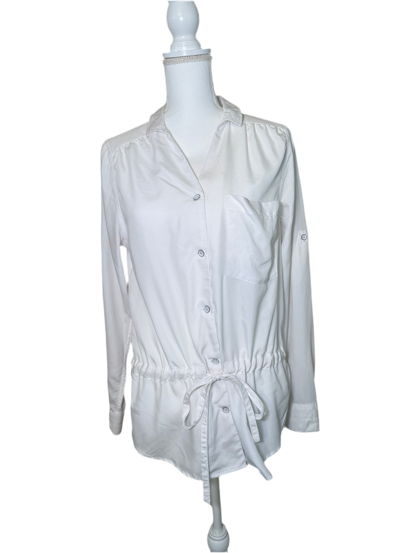 Rag & Bone White Drawstring Tunic Shirt - Size Small