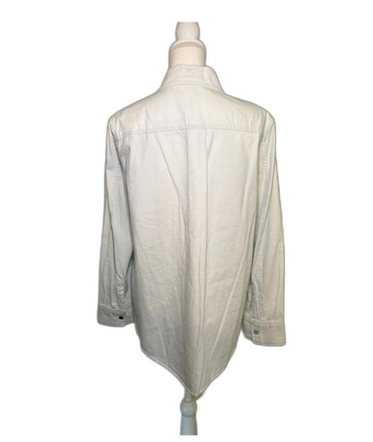 New Vince Cotton Twill Snap-Front Overshirt, Size Medium