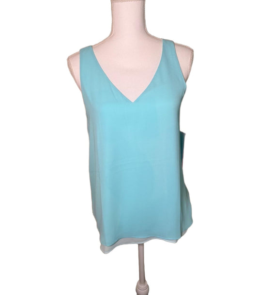 New Lilly Pulitzer Florin Tank Top, Women’s Small, Light Blue/White, Reversible V-Neck