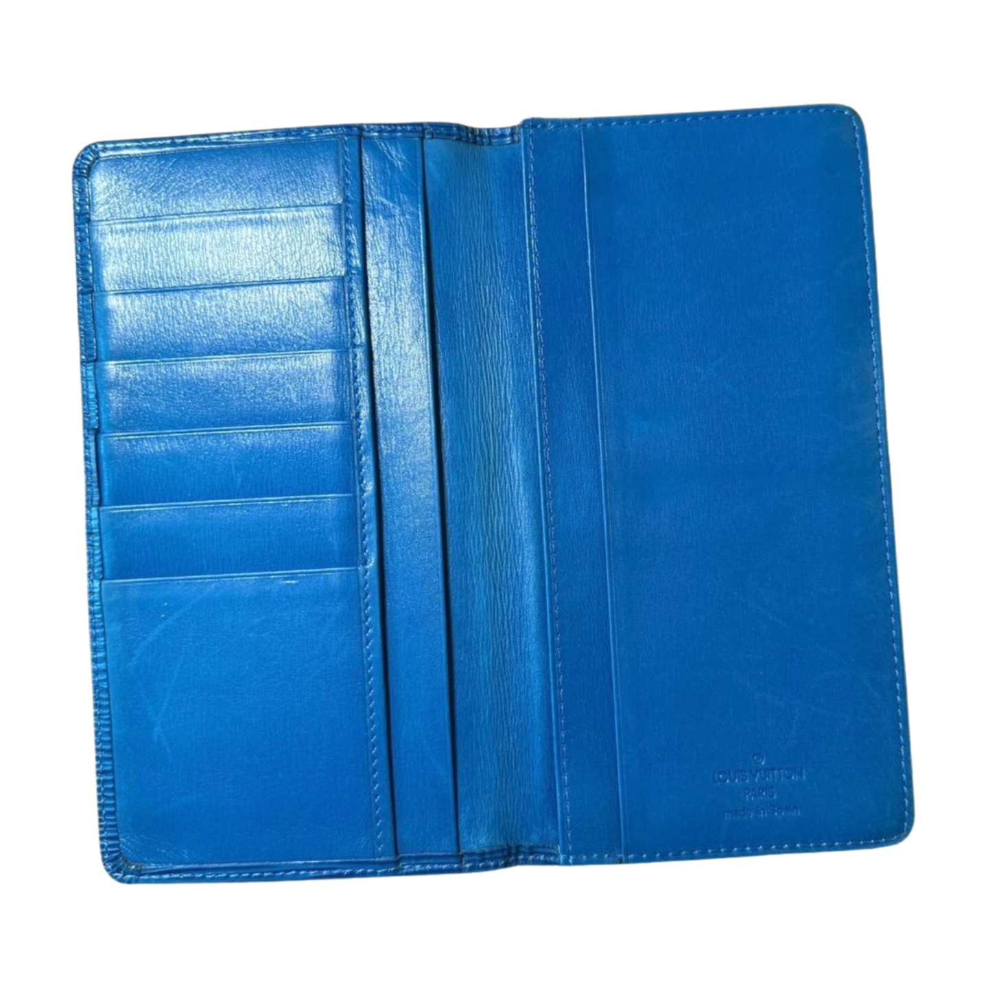Louis Vuitton Epi Leather Checkbook Holder / Long Wallet, Cyan Blue