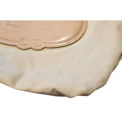 Prada Tessuto Beige Nylon & Patent Leather Hobo Shoulder Bag with COA