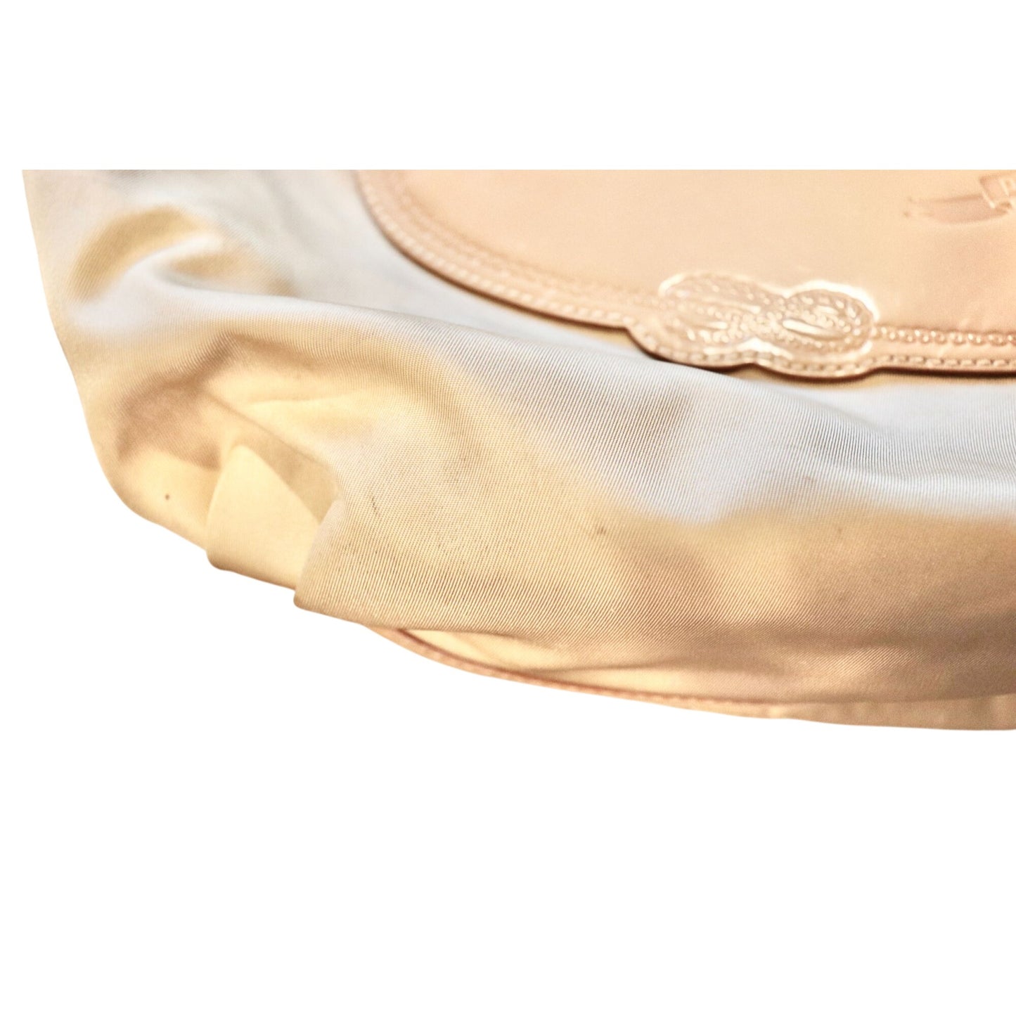 Prada Tessuto Beige Nylon & Patent Leather Hobo Shoulder Bag with COA