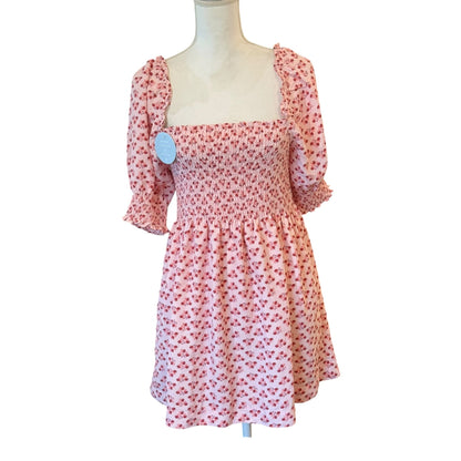 Hill House Pink Athena Nap Dress With Ruffle Sleeves, Small NWT