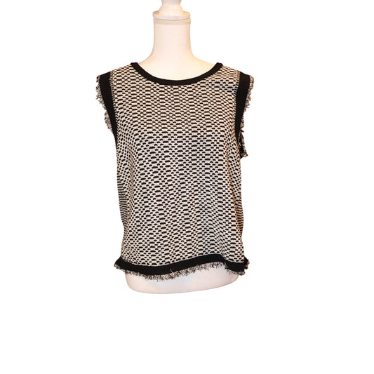 Nic & Zoe Black & White Sleeveless Knit Sweater, XL NWT