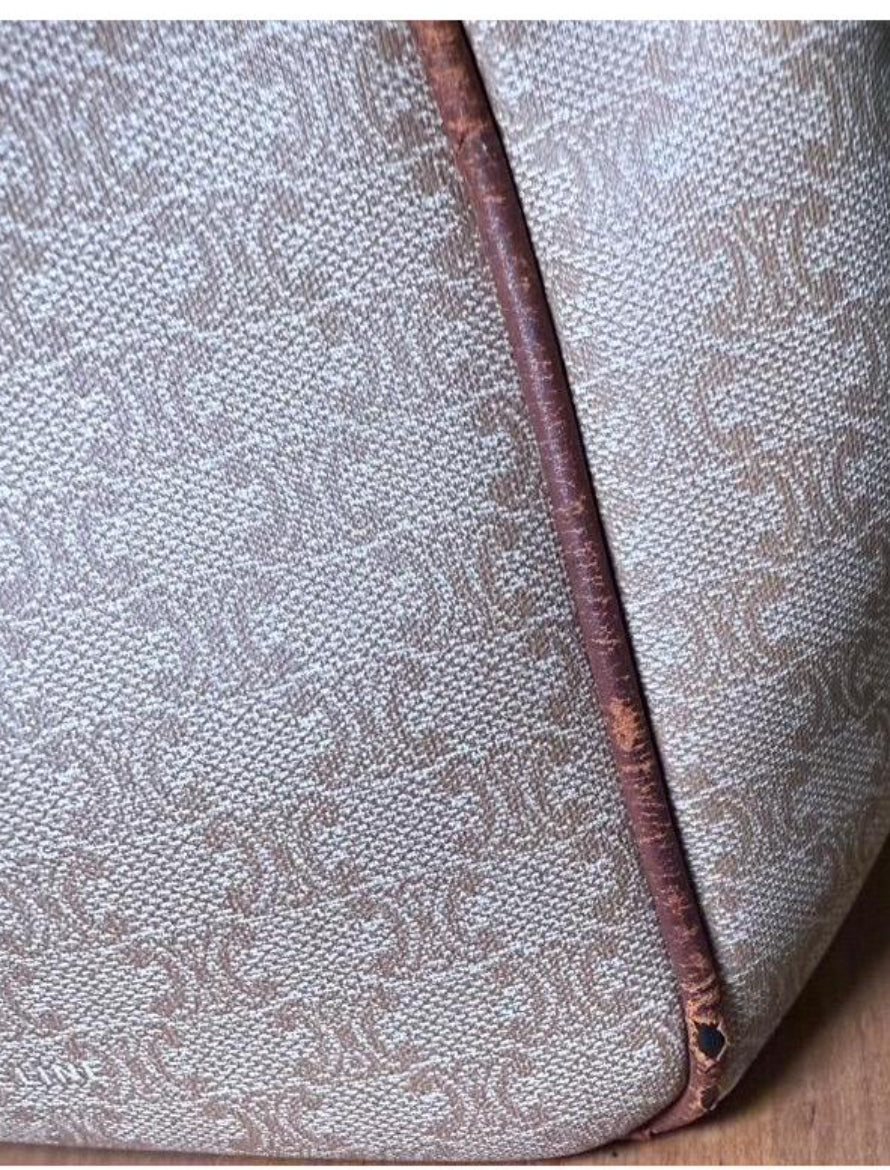 Celine Womens Brown Tan 2007 Boston Bag Triomphe Canvas Vintage Monogram