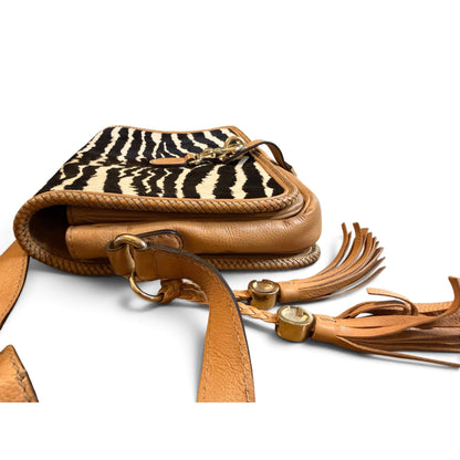 Gucci Marrakech Zebra Print Pony Hair Messenger Flap Bag with COA