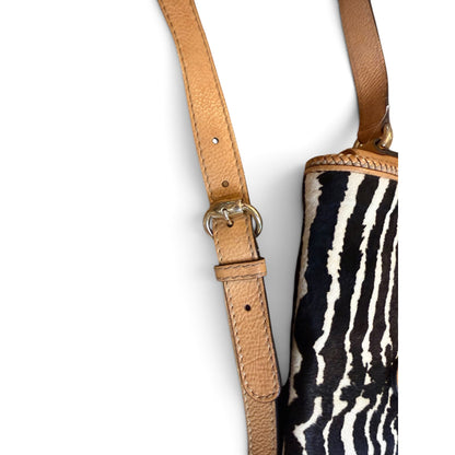 Gucci Marrakech Zebra Print Pony Hair Messenger Flap Bag with COA