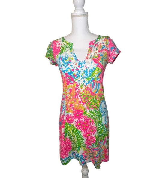 Lilly Pulitzer Shift Dress, Women’s XS, Multicolor Tropical Print, Pima Cotton