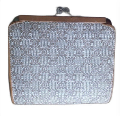 Vintage CELINE Macadam Kiss Lock Wallet Beige Gold Hardware
