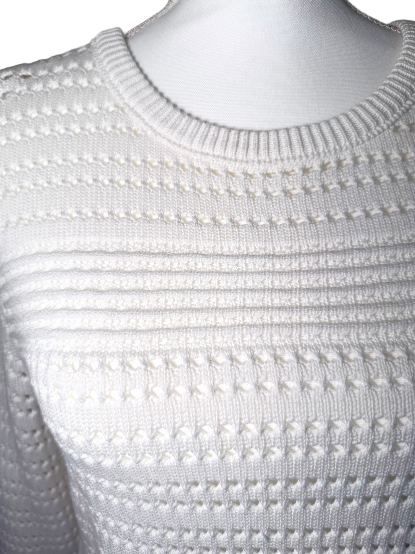 Tory Burch White Cotton Open Knit Sweater – Size Small