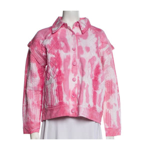 New LOVESHACKFANCY 'Adelade' Quilted Jacket in Hibiscus, XS