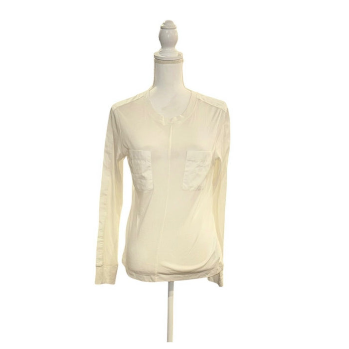 Reiss White Long-Sleeve Women’s Shirt With Double Chest Pockets Size M NWT