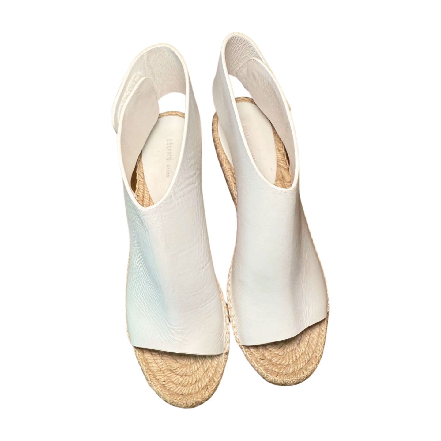 Celine White Leather Espadrille Wedge Sandals, Size 36 (US 5.5/6)