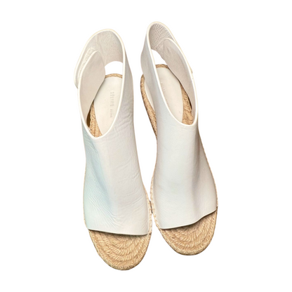 Celine White Leather Espadrille Wedge Sandals, Size 36 (US 5.5/6)
