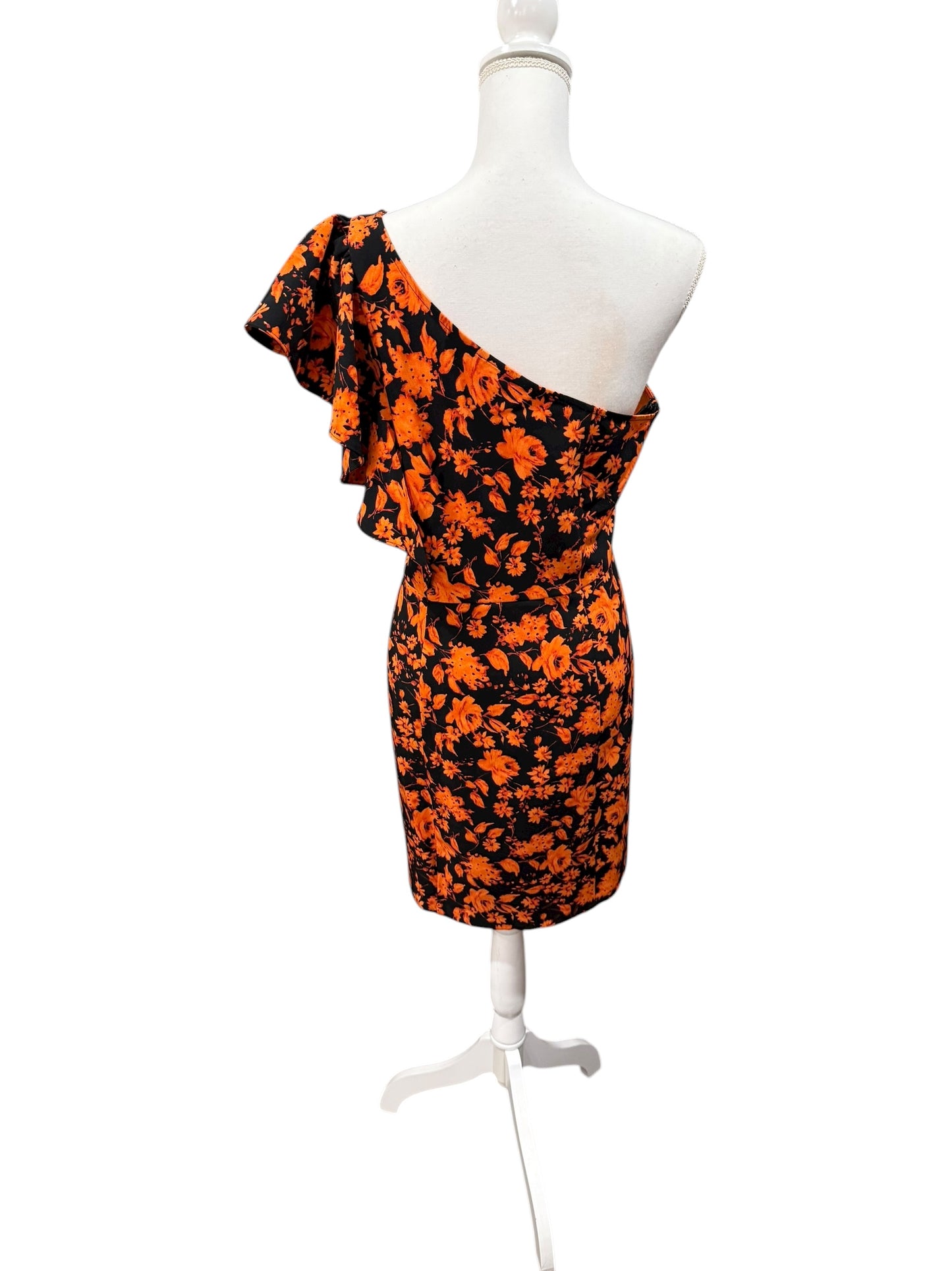 New Chelsea 28 One-Shoulder Ruffle Floral Dress, Size L