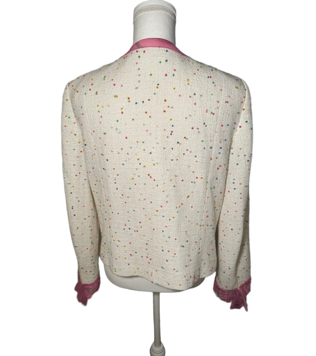 ESCADA Jacket Womens Size 42 Cream Multi Color Tweed Boucle