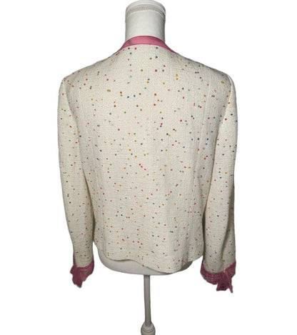 ESCADA Jacket Womens Size 42 Cream Multi Color Tweed Boucle