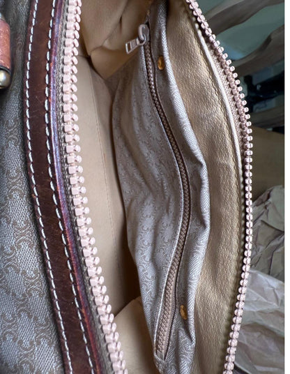 Celine Womens Brown Tan 2007 Boston Bag Triomphe Canvas Vintage Monogram
