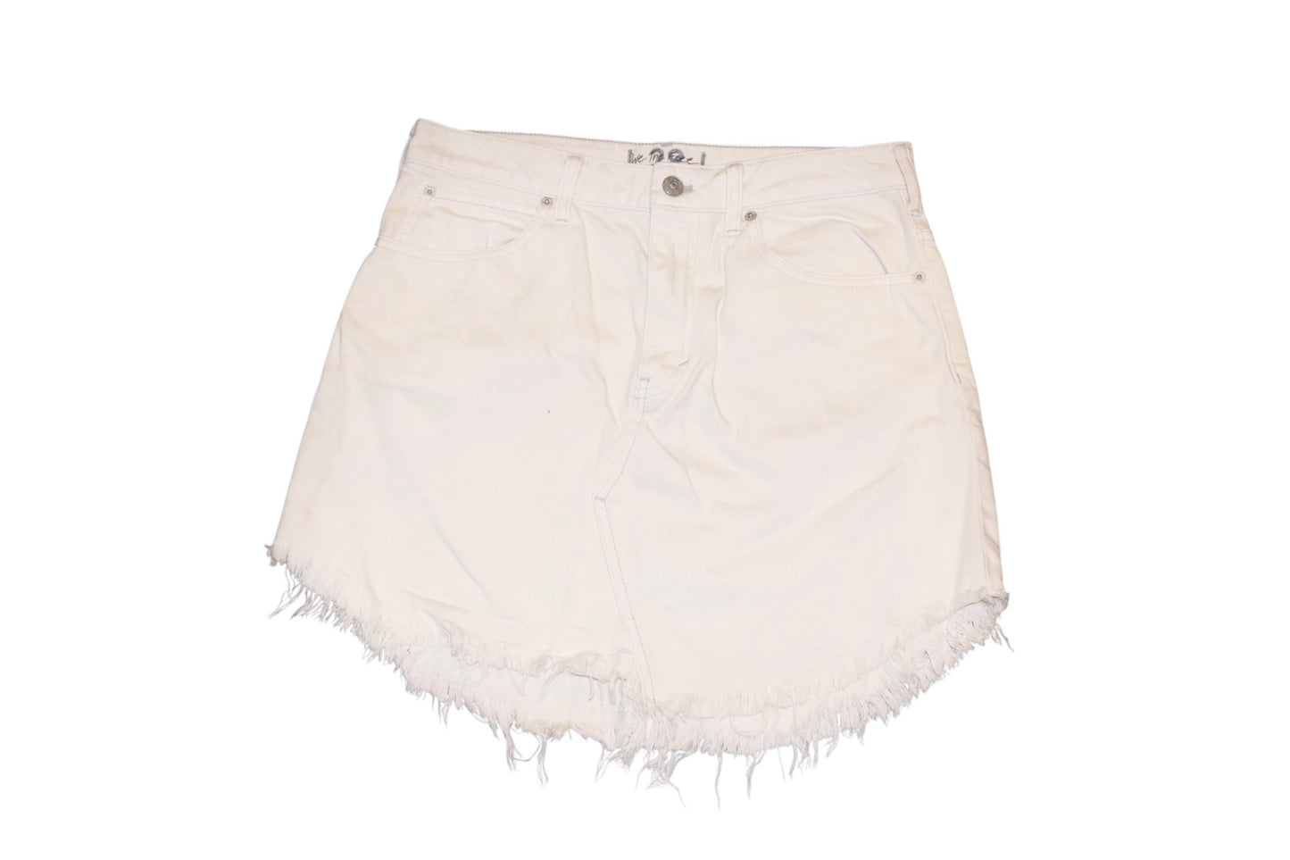 We The Free Free Bailey White Denim Frayed Hem Mini Skirt, Size 28