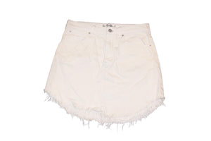 We The Free Free Bailey White Denim Frayed Hem Mini Skirt, Size 28