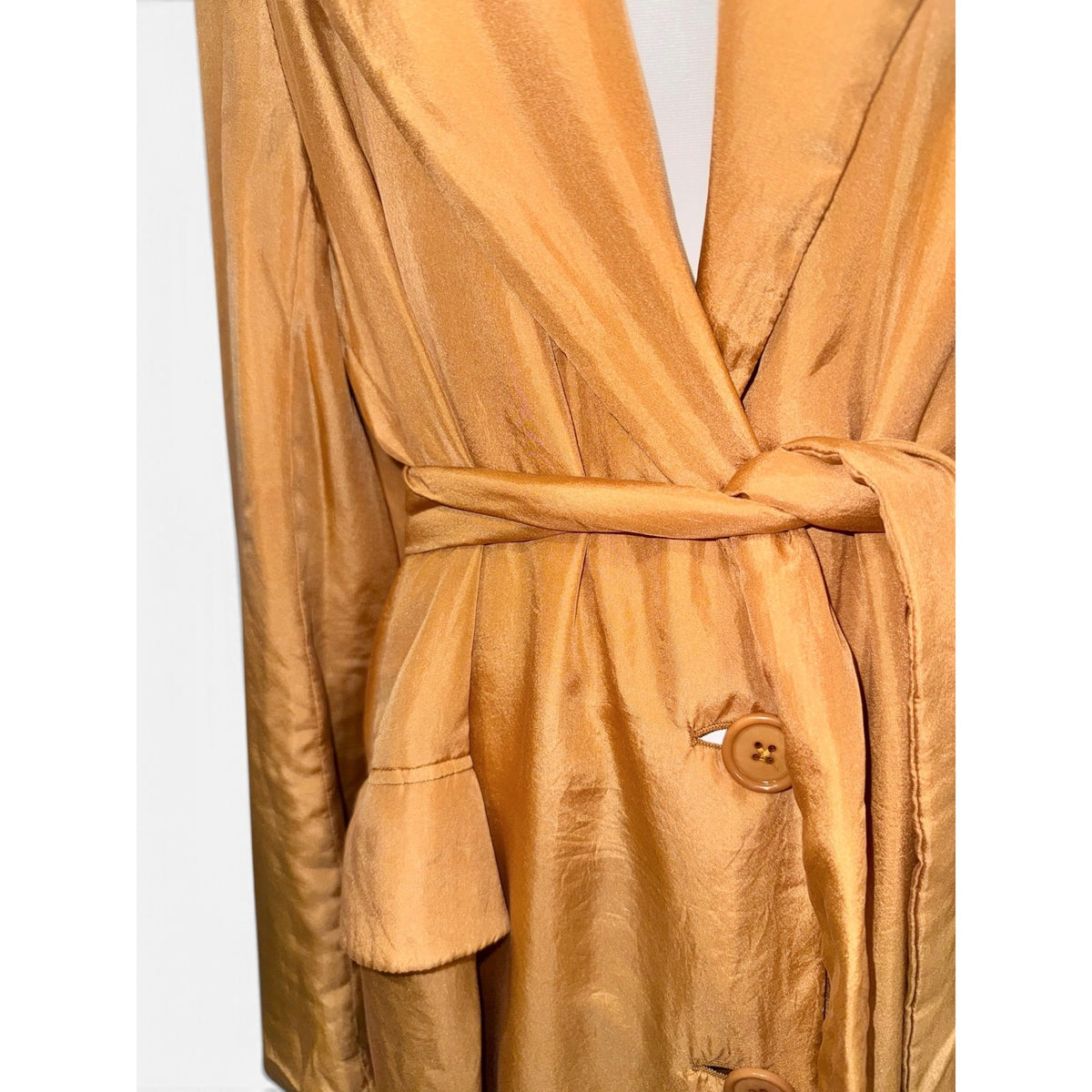 Dries Van Noten Copper Silk Long Trench Coat , Small (oversized)