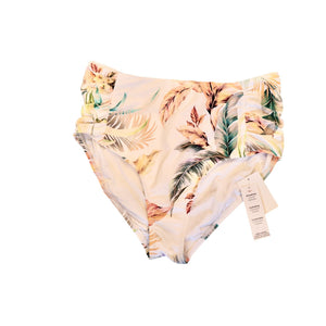 High-Waisted Tummy Control Tropical Print Swim Bottoms - Size 12 Multicolor Soft Comfortable Fit Made Of Durable Polyamide & Elastane