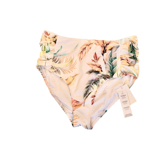 High-Waisted Tummy Control Tropical Print Swim Bottoms - Size 12 Multicolor Soft Comfortable Fit Made Of Durable Polyamide & Elastane