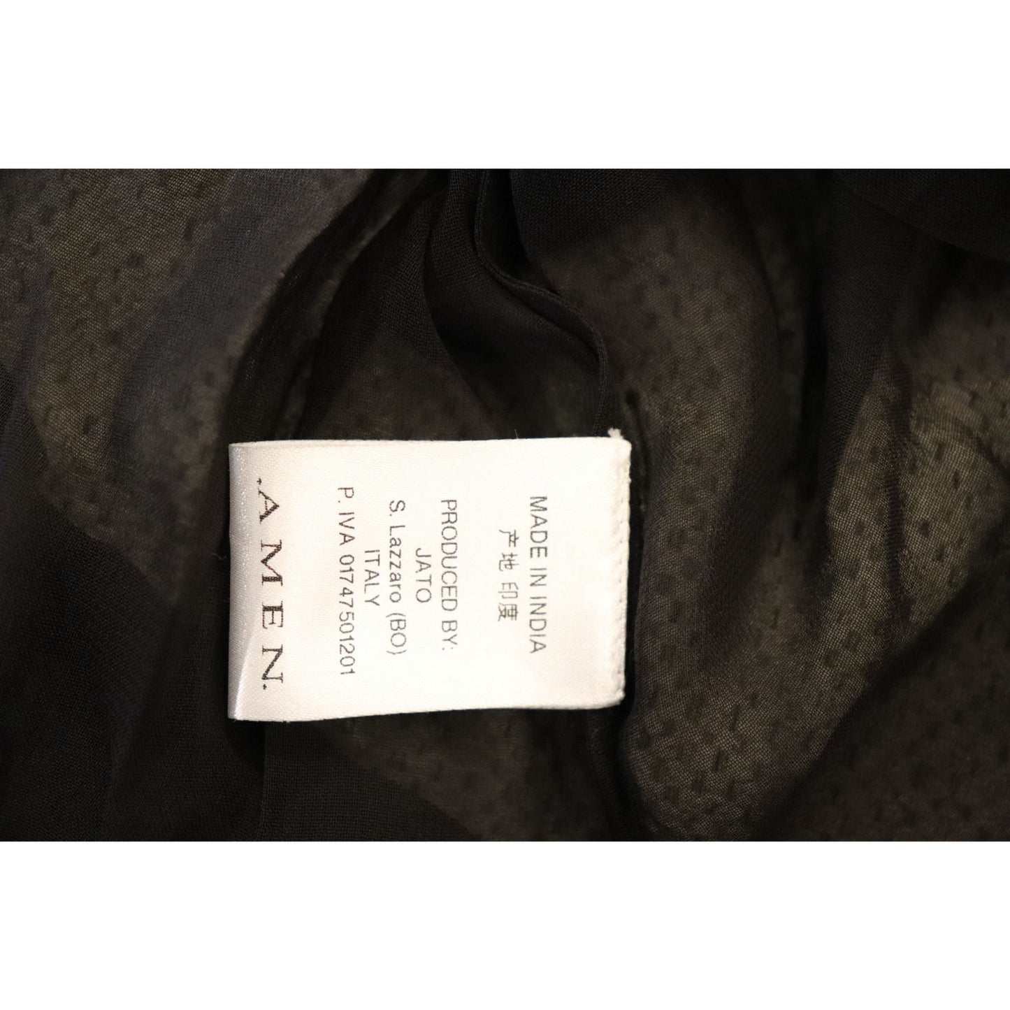 Amen Sheer Black Beaded Collar Long-Sleeve Sheer Blouse, Size 40 NWT