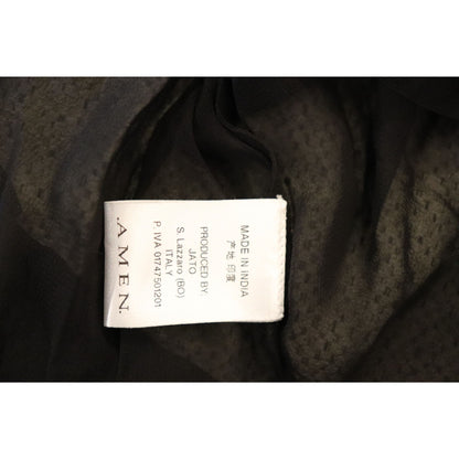 Amen Sheer Black Beaded Collar Long-Sleeve Sheer Blouse, Size 40 NWT