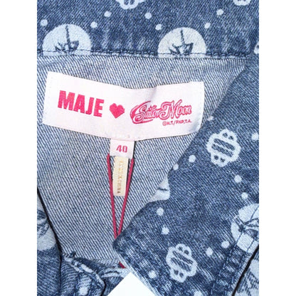 Maje X Sailor Moon Denim Jacket Womens Moon & Sailor Print FR 40 NWT