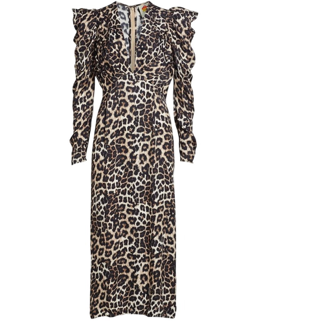 Farm Rio Leopard V-Neck Midi-Dress, Small NWT