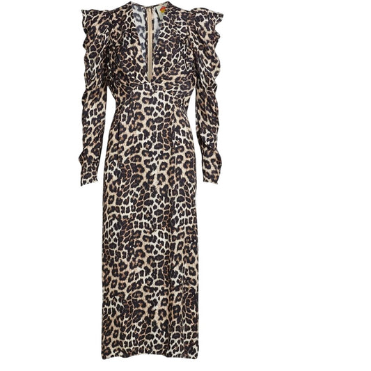 Farm Rio Leopard V-Neck Midi-Dress, Small NWT